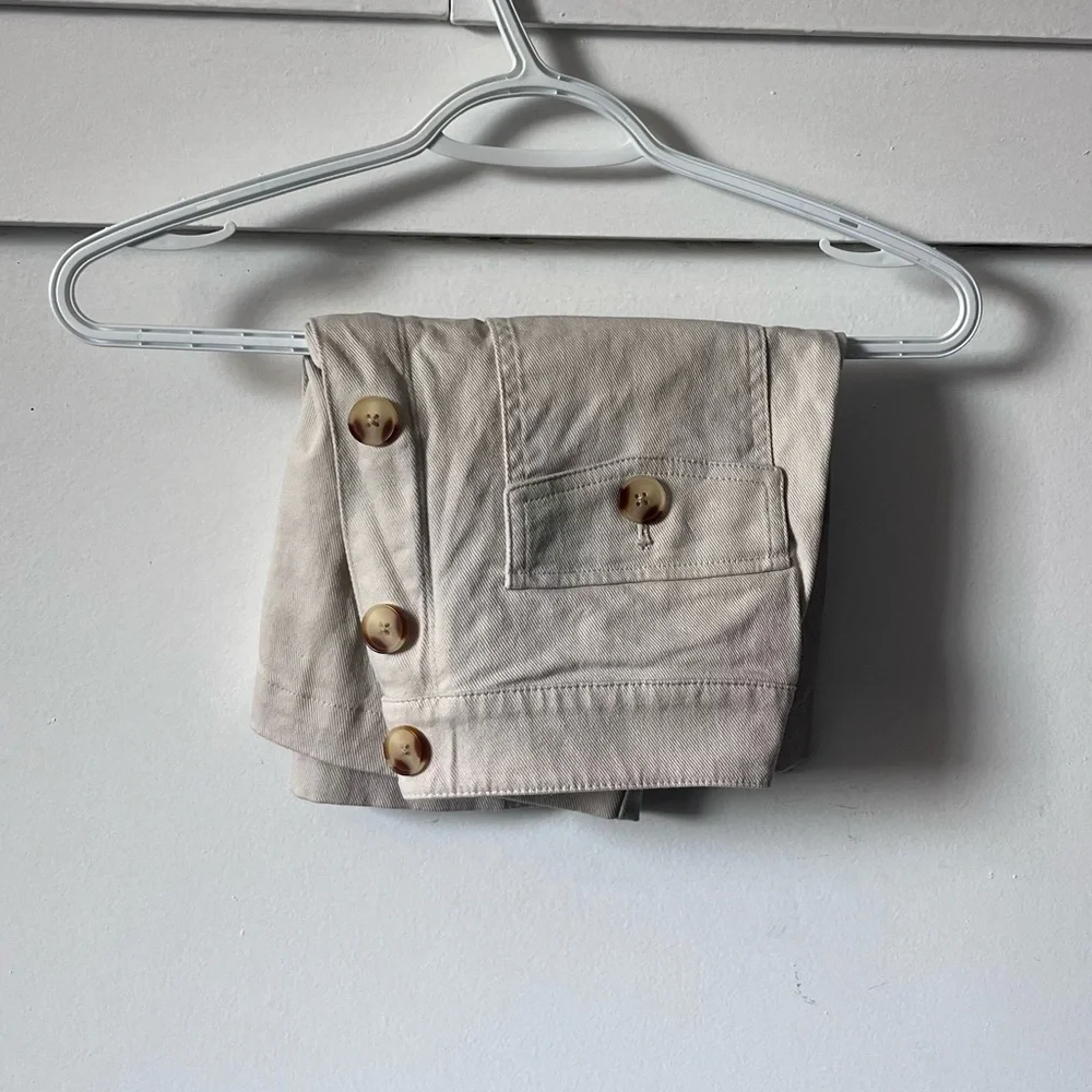 LOFT Cream Button-Front Skirt - Picture 2 of 5